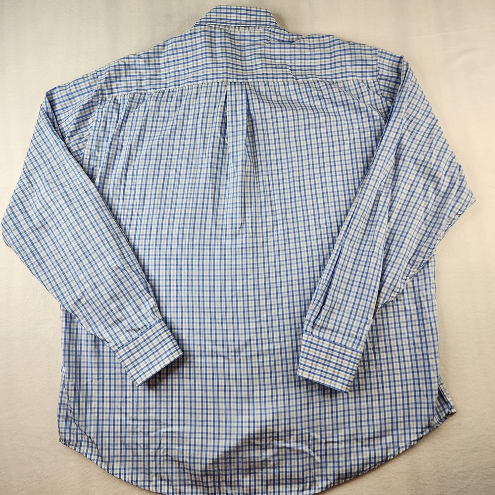 Peter Millar Crown Soft Shirt Men XL Silk Blend Blue Gray Whit Plaid Button Down - Picture 7 of 7
